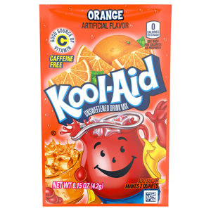 Kool-Aid Caffeine Free Unsweetened Orange Drink Mix, 0.15 oz (4.2 g)