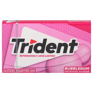 Trident Gum, Sugar Free, Bubblegum, 14 sticks