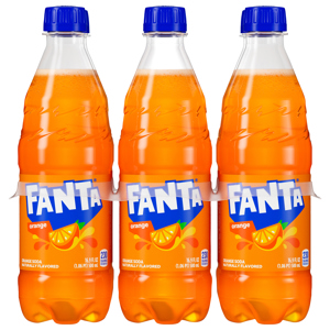 Fanta Soda, Orange, 6 - 16.9 fl oz (1.06 pt) 500 ml bottles