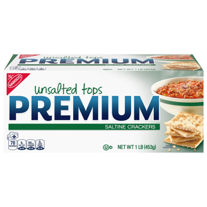 Premium Unsalted Tops Saltine Crackers, 1 lb (453 g)