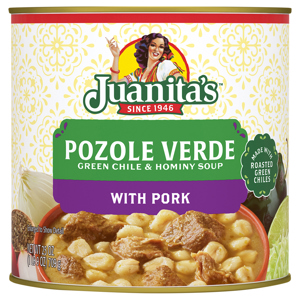 Juanita's Green Chile & Hominy Soup with Pork, 25 oz (1 lb 9 oz) 709 g