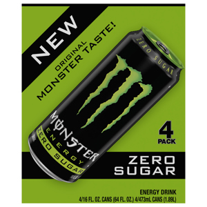 Monster Zero Sugar Energy Drink, 4 - 16 fl oz (473 ml) cans [64 fl oz (1.89 l)]