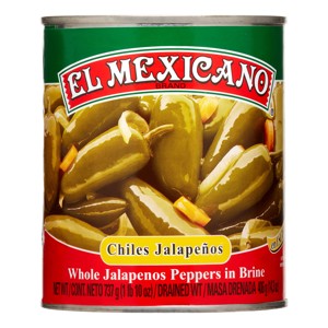 El Mexicano Whole Jalapenos Peppers, in Brine, 1 lb 10 oz (737 g)