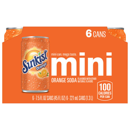 Sunkist Orange Mini Soda, fl oz (221 ml) cans [45 fl oz l)]