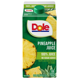 Dole 100% Juice, No Sugar Added, Pineapple, 52 fl oz (1.62 pt) 1.53 l