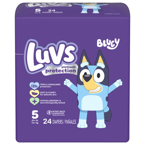 Luvs Bluey Size 5 Diapers (27+ lbs (12+ kg)), 24 diapers