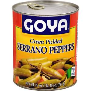 Goya Green Pickled Serrano Peppers, 26 oz (1 lb 10 oz) 737 g