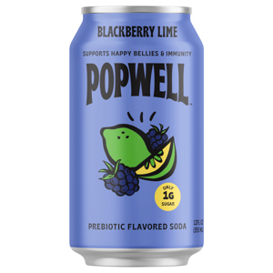 Popwell Prebiotic Blackberry Lime Flavored Soda, 12 fl oz (355 ml)