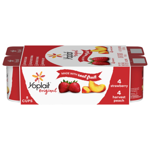 Yoplait Low Fat Strawberry/Harvest Peach Yogurt, 8 - 6 oz (170 g) cups [3 lb (1.36 kg)]