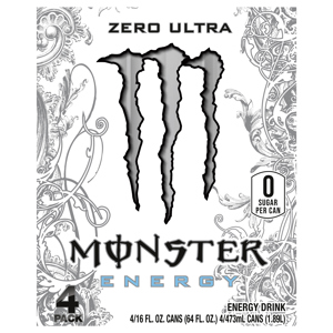 Monster Zero Ultra Energy Drink, 4 - 16 fl oz (473 ml) cans [64 fl oz (1.89 l)]