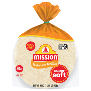 Mission Low Fat Super Soft White Corn Tortillas, 30 tortillas [25 oz (1 lb 9 oz) 708 g]