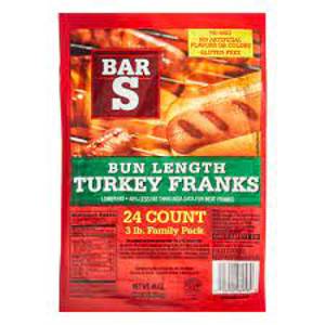 Bar-S Bun Length Turkey Franks Family Pack, 24 count, 48 oz