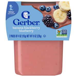 Gerber Sitter 2nd Foods Banana Blackberry Blueberry, 2 - 4 oz (113 g) packs [8 oz (226 g)]