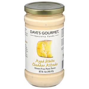 Dave's Gourmet Pasta Sauce, Gluten-Free, White Cheddar Alfredo, Aged, 15 oz (0.94 lb) 425 g