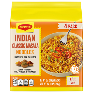 Maggi Indian Mild Classic Masala Noodles, 4 - 3.1 oz (89 g) packs [12.5 oz (356 g)]