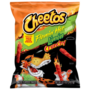 Cheetos Crunchy Flamin' Hot Limon Flavored Cheese Flavored Snacks, 8.5 oz (240.9 g)