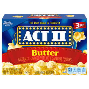 Act II Microwave Butter Popcorn, 3 - 2.75 oz (78 g) bags [8.25 oz (234 g)]