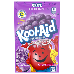 Kool-Aid Caffeine Free Unsweetened Grape Drink Mix, 0.14 oz (3.9 g)