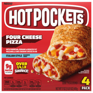 Hot Pockets Italian Style Seasoned Crust Four Cheese Pizza Sandwiches, 4 pack [17 oz (1 lb 1 oz) 481 g]