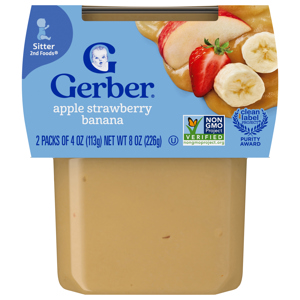 Gerber Sitter 2nd Foods Apple Strawberry Banana, 2 - 4 oz (113 g) packs [8 oz (226 g)]