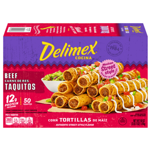 Delimex Mexican Street Style Beef Taquitos, 50 taquitos [50 oz (3 lb 2 oz) 1.41 kg]