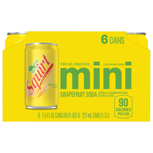 Squirt Caffeine Free Grapefruit Mini Soda, 6 - 7.5 fl oz (221 ml) cans [45 fl oz (1.3 l)]