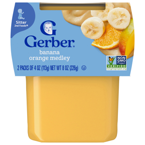 Gerber Sitter 2nd Foods Banana Orange Medley, 2 - 4 oz (113 g) packs [8 oz (226 g)]