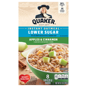 Quaker Instant Oatmeal, Lower Sugar, Apples & Cinnamon, 8 - 1.09 oz (31 g) packets [8.7 oz (248 g)]