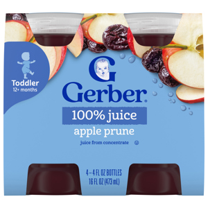 Gerber Toddler 12+ Months Apple Prune Juice, 4 - 4 fl oz bottles [16 fl oz (473 ml)]