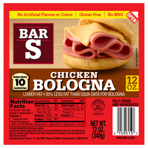 Bar S Chicken Bologna, 12 oz (340 g)
