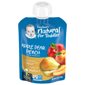 Gerber Apple Pear Peach, with Vitamin C, Toddler (12+ Months), 3.5 oz (99 g)