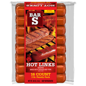 Bar S Hot Links, 16 sausages [48 oz (3 lb)]