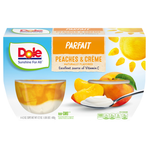 Dole Parfait, Peaches & Creme, 4 - 4.3 oz cups [17.2 oz (1.08 lbs) 488 g]