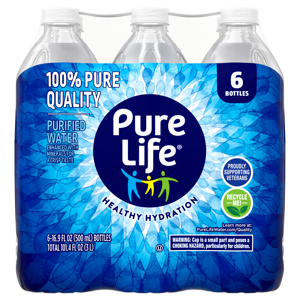 Pure Life Purified Water, 6 - 16.9 fl oz (500 ml) bottles [101.4 fl oz (3 l)]