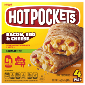 Hot Pockets Croissant Crust Bacon, Egg & Cheese Sandwiches, 4 pack [17 oz (1 lb 1 oz) 481 g]