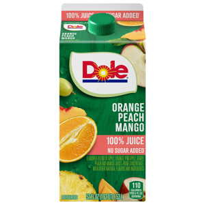 Dole 100% Juice, Orange Peach Mango, No Sugar Added, 52 fl oz (1.62 pt) 1.53 l