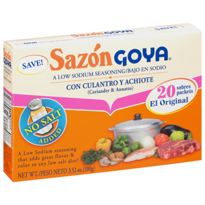 Sazon Goya Seasoning, Low Sodium, Coriander & Annatto, 20 packets [3.52 oz (100 g)]