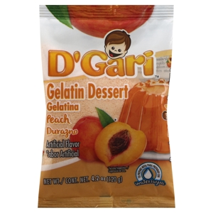 D Gari Gelatin Dessert, Peach, 4.2 oz (120 g)