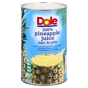 Dole 100% Pineapple Juice, 46 fl oz (1 qt 14 fl oz) 1.36 l