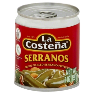 La Costena Serrano Peppers, Green Pickled, 7 oz (199 g)