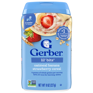 Gerber Crawler (8+ Months) Lil' Bits Oatmeal Banana Strawberry Cereal, 8 oz (227 g)