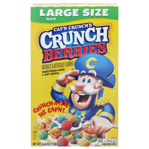 Cap'n Crunch's Cereal, Crunch Berries, Large Size, 16.8 oz (1 lb) 477 g