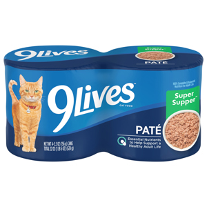 9Lives Pate Super Supper Cat Food, 4 - 5.5 oz (156 g) cans [22 oz (1 lb 6 oz) 624 g]