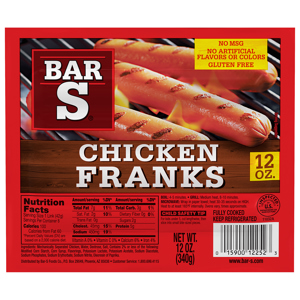 Bar S Chicken Franks, 12 oz (340 g)