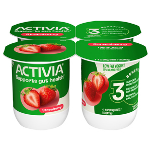Activia Strawberry Probiotic Low Fat Yogurt, 4 - 4 oz (113 g) units [1 lb (453 g)]