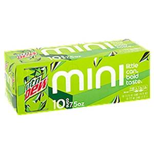 Mountain Dew Mini Soda, 10 - 7.5 fl oz (222 ml) cans [75 fl oz (2.22 l)]