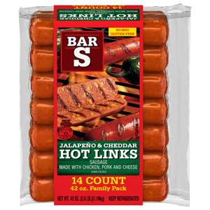 Bar S Jalape±o & Cheddar Hot Links, 14 sausages [42 oz (2.6 lb) 1.19 kg]
