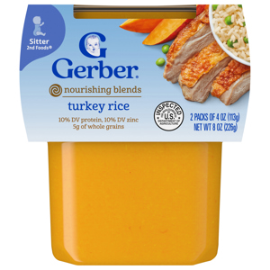 Gerber Sitter 2nd Foods Nourishing Blends Turkey Rice, 2 - 4 oz (113 g) packs [8 oz (226 g)]