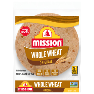 Mission Tortilla Wraps, Whole Wheat, Original, 10 tortillas [16 oz (1 lb) 453 g)]